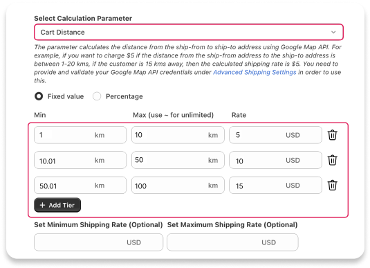 Location or Distance-Based Rates