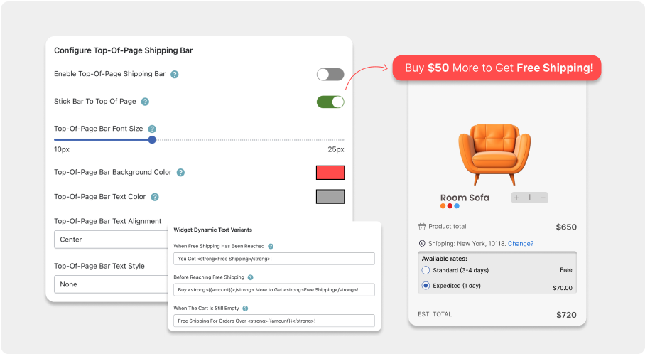 Customize Top-of-Page Free Shipping Bar