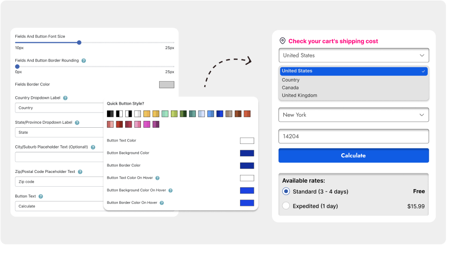 Customizable Expandable Shipping Calculator