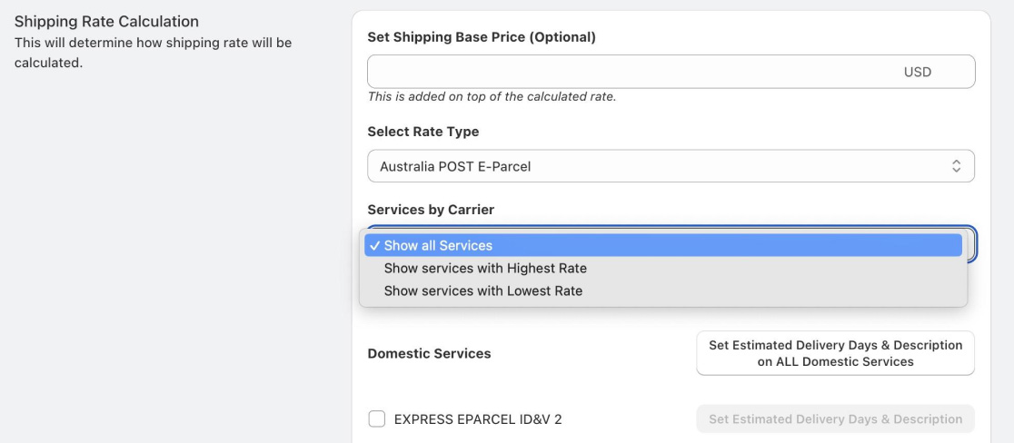 Set Up Australia Post eParcel Rates