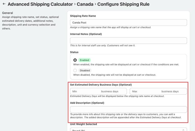 Set Up Canada Post Rates