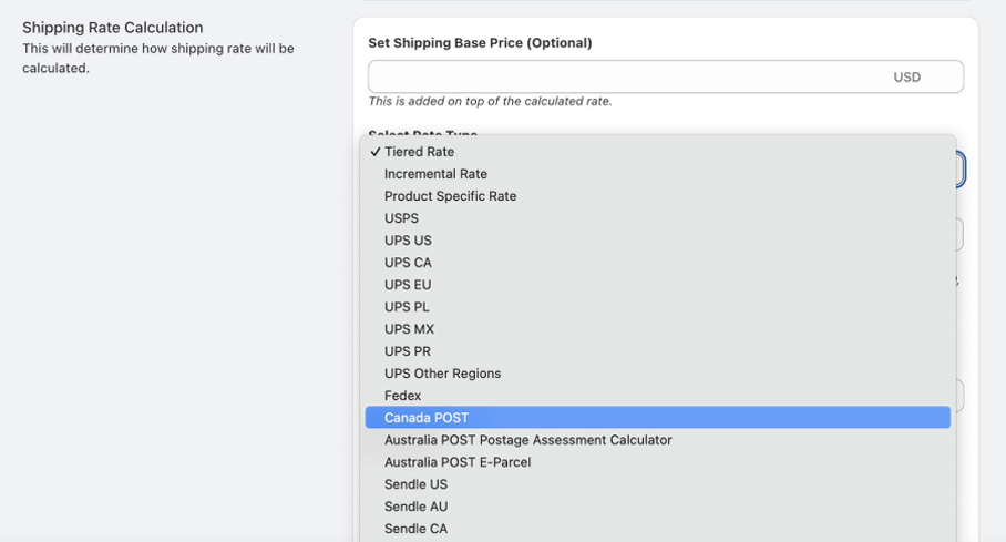 Set Up Canada Post Rates