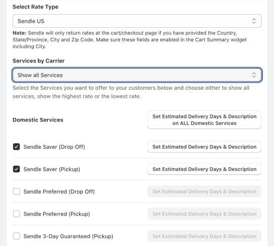 Set Up Sendle Rates