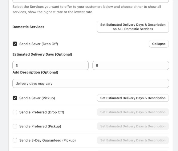 Set Up Sendle Rates