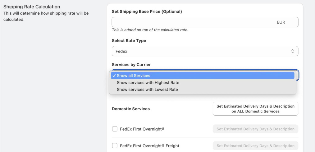 Set Up Fedex Rates