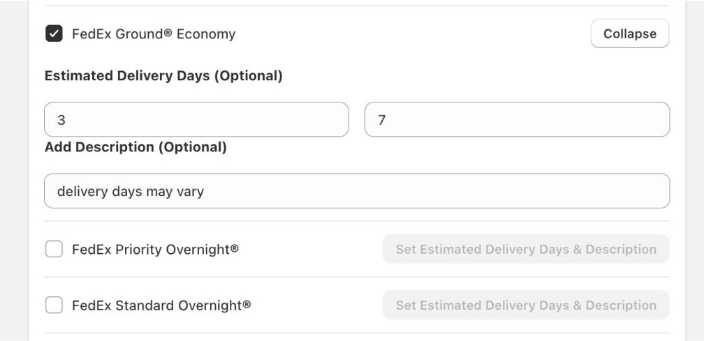 Set Up Fedex Rates